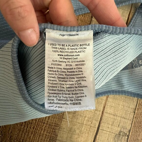 Body Cotton on Two Tone Recycled Plastic Sports Bra Blue Light Blue - Picture 5 of 7